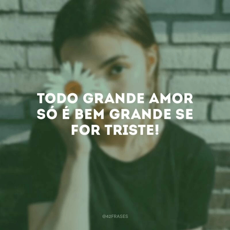 Todo grande amor só é bem grande se for triste! 