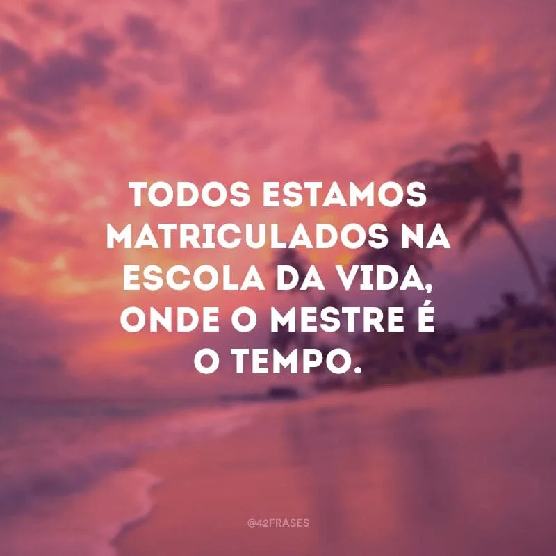 Todos estamos matriculados na escola da vida, onde o mestre é o tempo.