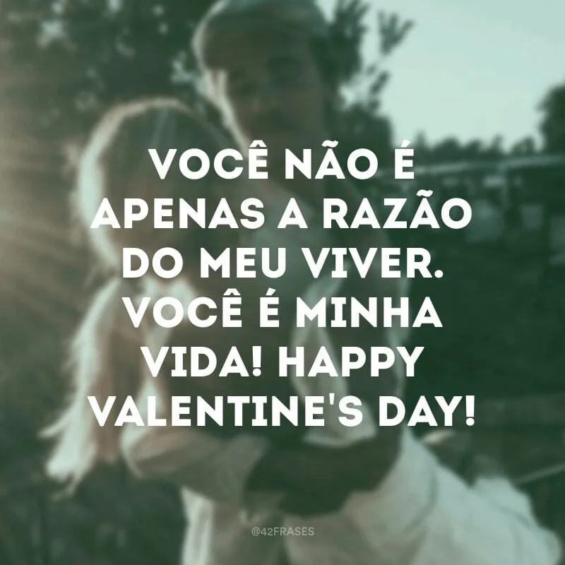 Você não é apenas a razão do meu viver. Você é minha vida! Happy Valentine\'s day!