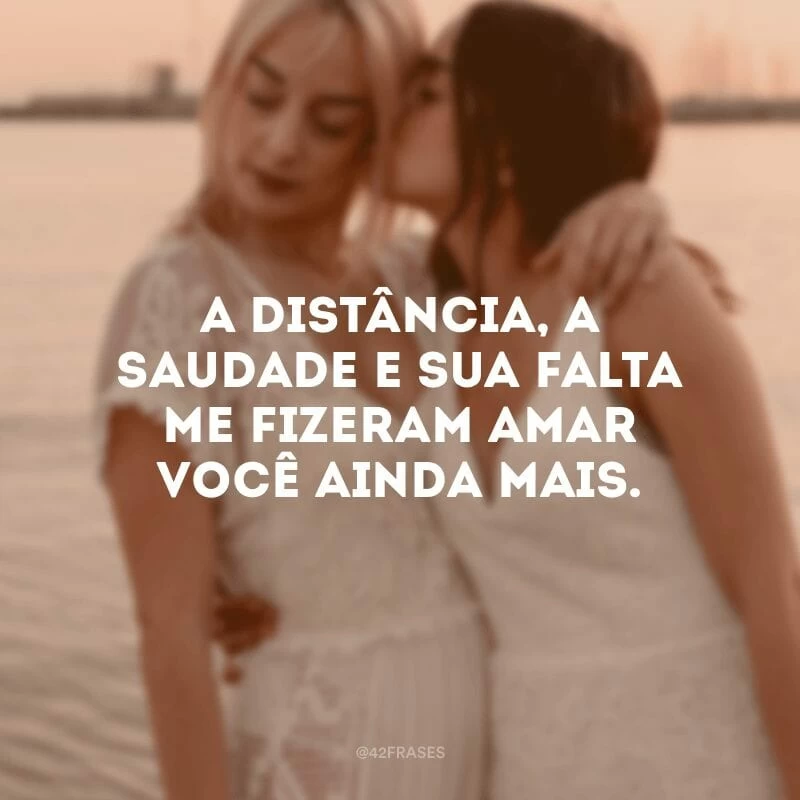 A distância, a saudade e sua falta me fizeram amar você ainda mais.