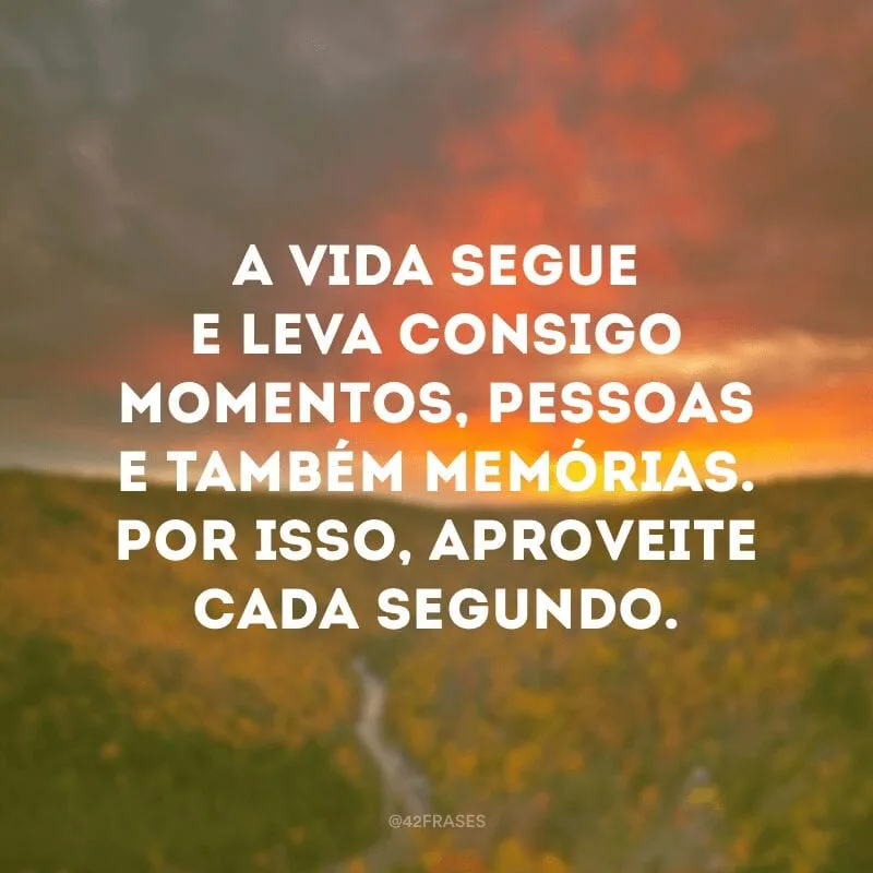 A vida segue e leva consigo momentos, pessoas e também memórias. Por isso, aproveite cada segundo.