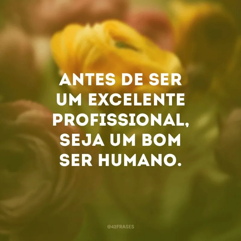 Antes de ser um excelente profissional, seja um bom ser humano.