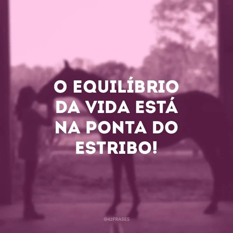 O equilíbrio da vida está na ponta do estribo!