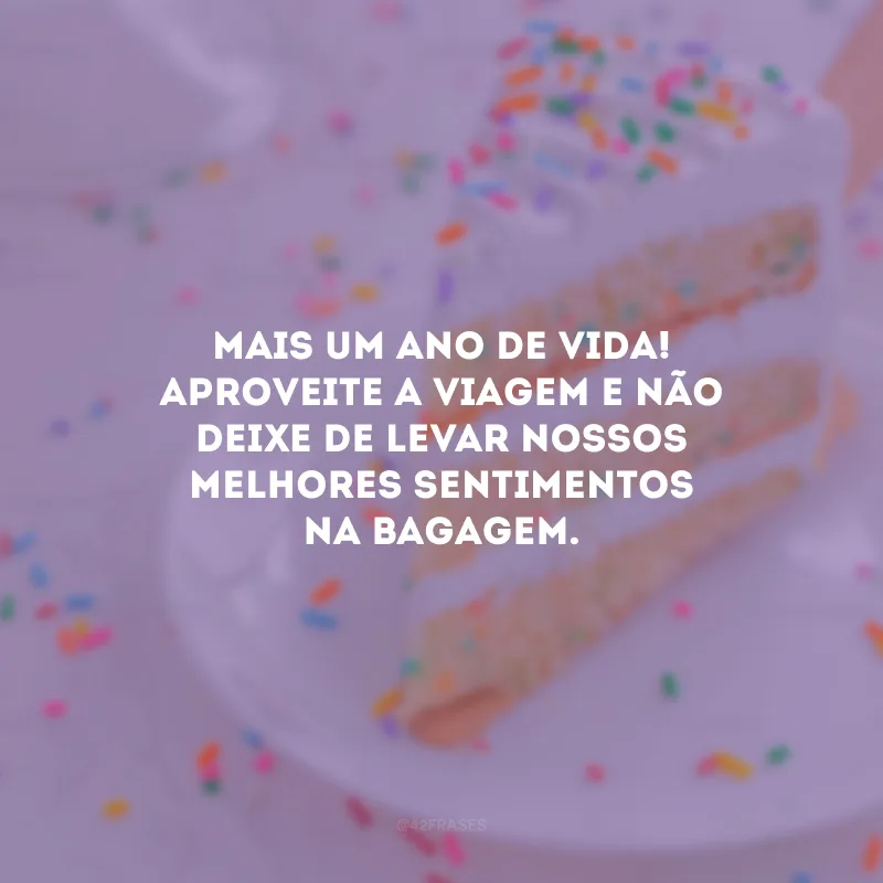 Mais um ano de vida! Aproveite a viagem e não deixe de levar nossos melhores sentimentos na bagagem.