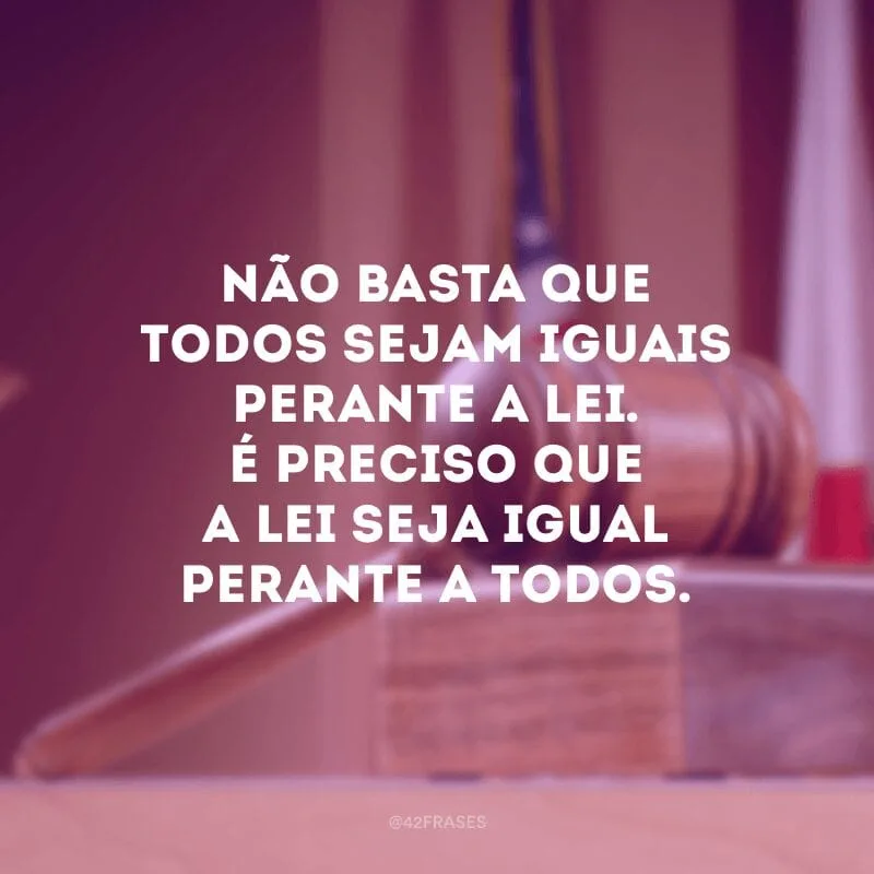 Não basta que todos sejam iguais perante a lei. É preciso que a lei seja igual perante a todos. 