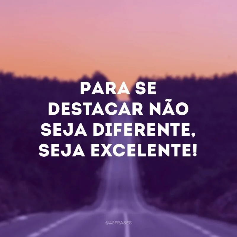 Para se destacar não seja diferente, seja excelente!