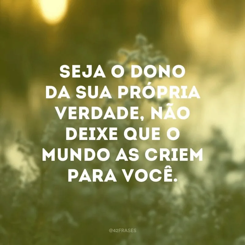 Seja o dono da sua própria verdade, não deixe que o mundo as criem para você.