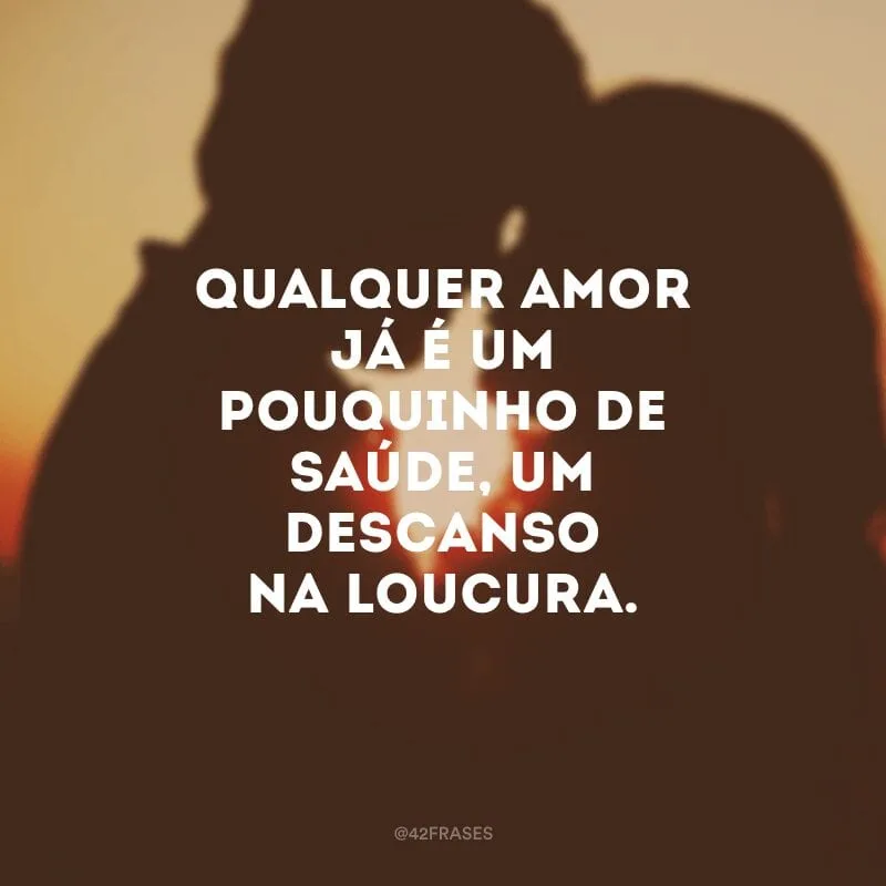Qualquer amor já é um pouquinho de saúde, um descanso na loucura.

