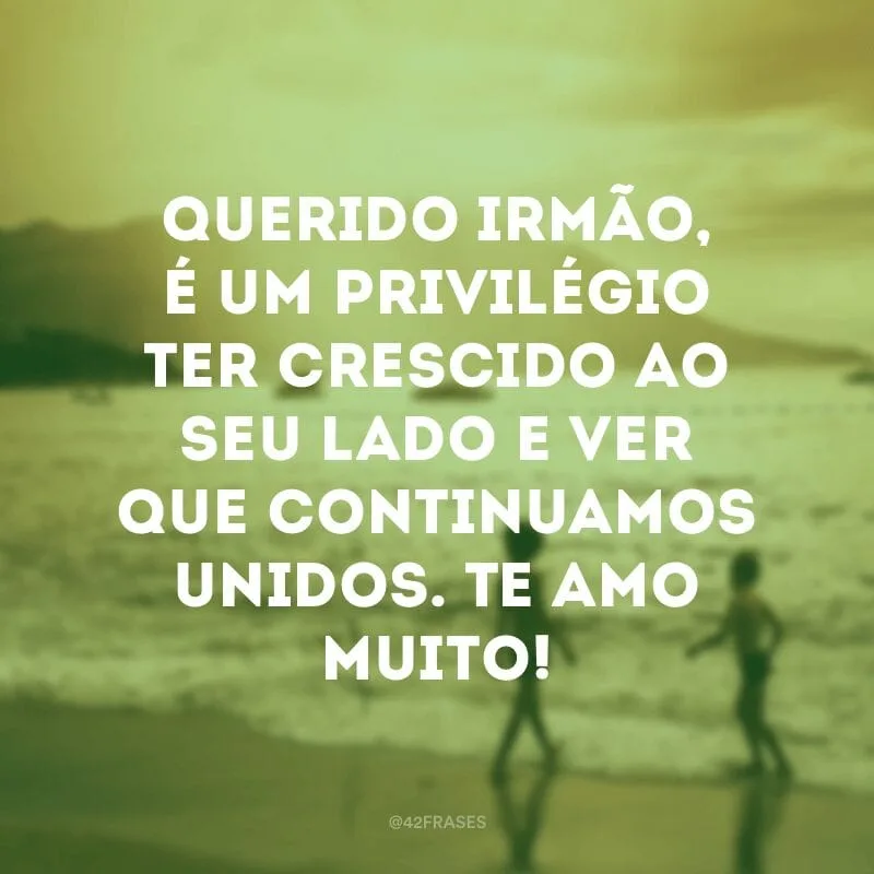 Querido irmão, é um privilégio ter crescido ao seu lado e ver que continuamos unidos. Te amo muito!