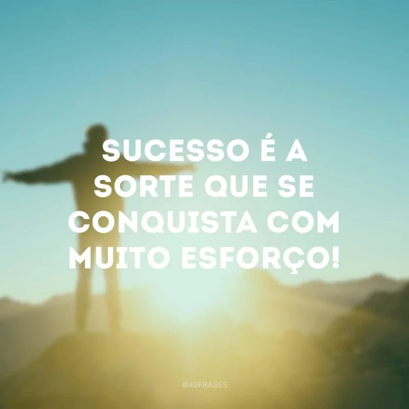 Sucesso é a sorte que se conquista com muito esforço!