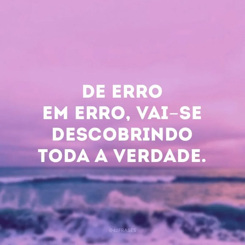 De erro em erro, vai-se descobrindo toda a verdade.