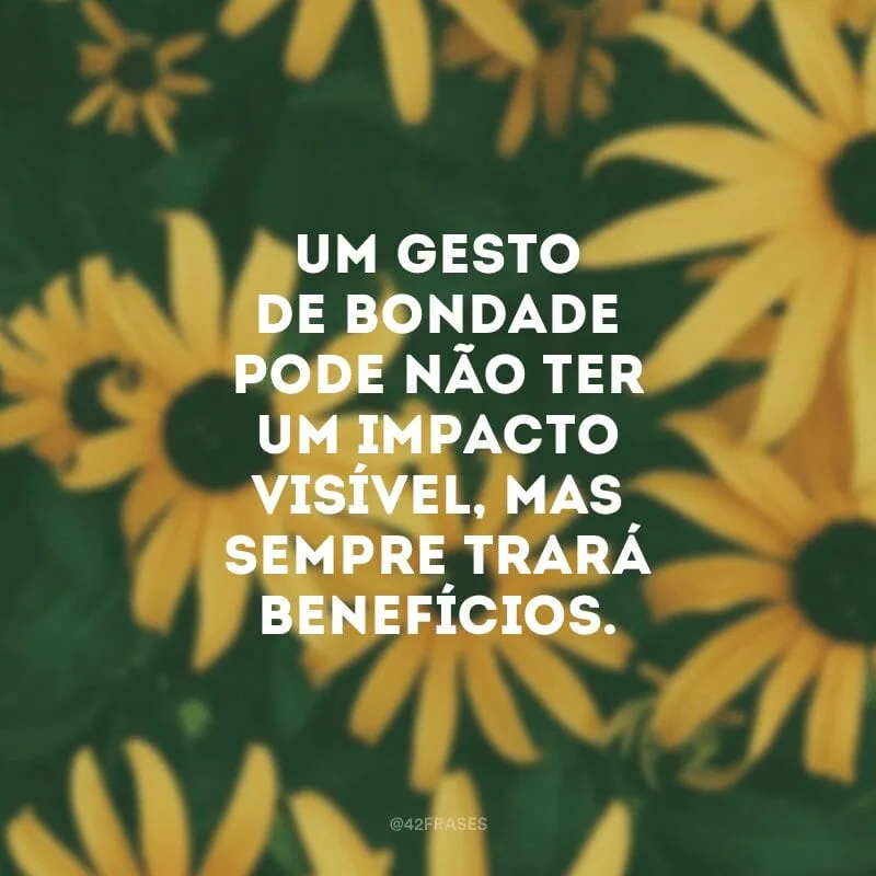 Um gesto de bondade pode não ter um impacto visível, mas sempre trará benefícios.