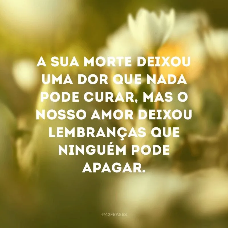 A sua morte deixou uma dor que nada pode curar, mas o nosso amor deixou lembranças que ninguém pode apagar.
