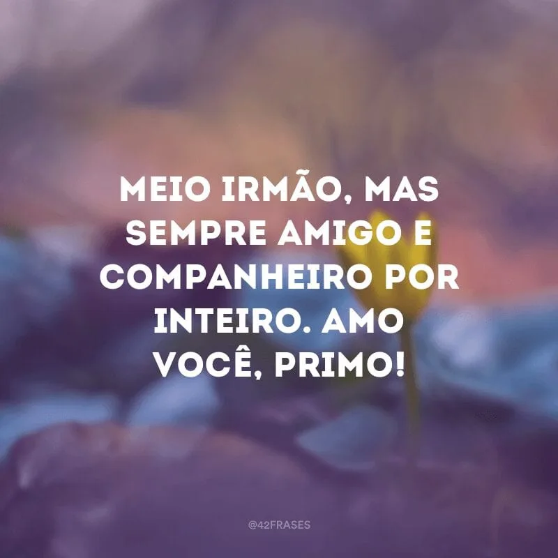 Meio irmão, mas sempre amigo e companheiro por inteiro. Amo você, primo!
