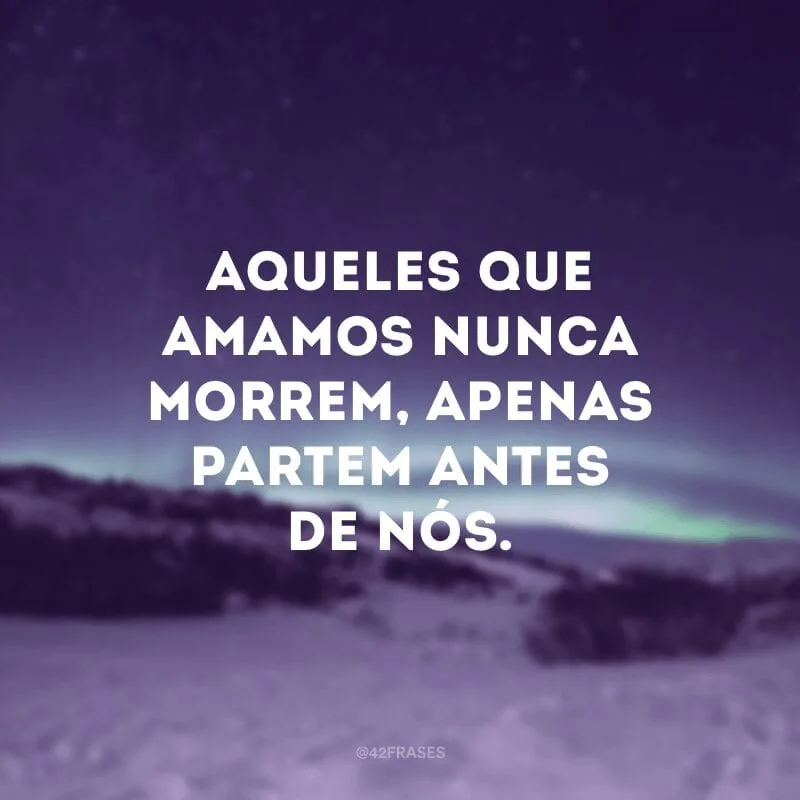 Aqueles que amamos nunca morrem, apenas partem antes de nós.