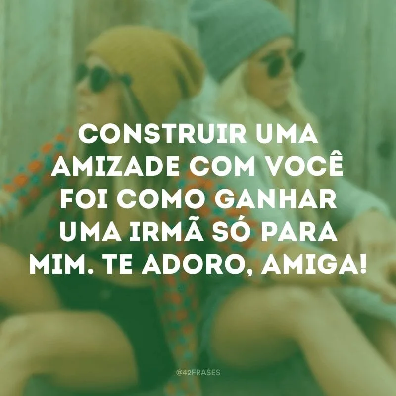 Construir uma amizade com você foi como ganhar uma irmã só para mim. Te adoro, amiga!