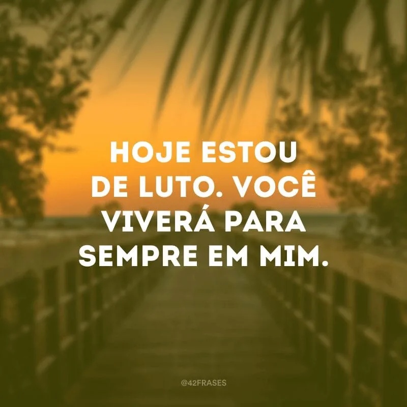 Hoje estou de luto. Você viverá para sempre em mim.
