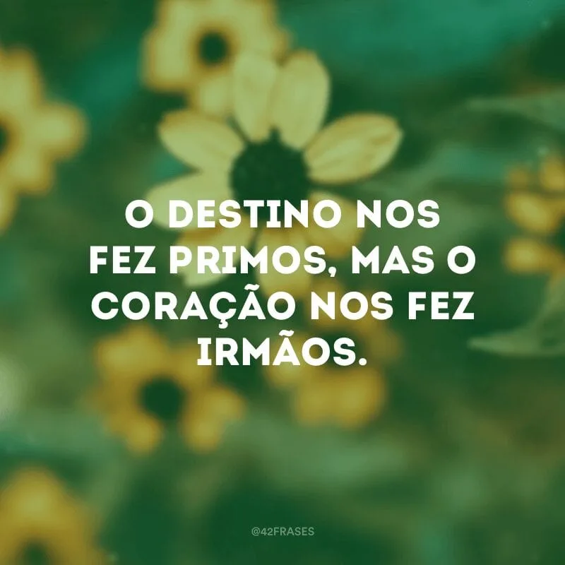 O destino nos fez primos, mas o coração nos fez irmãos.