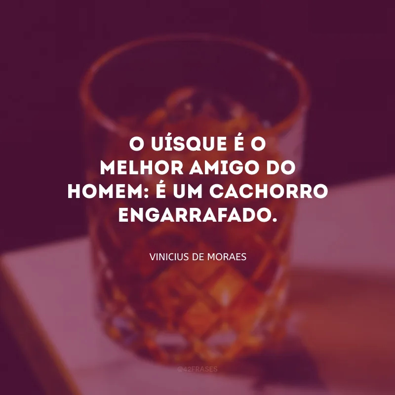 O uísque é o melhor amigo do homem: é um cachorro engarrafado.