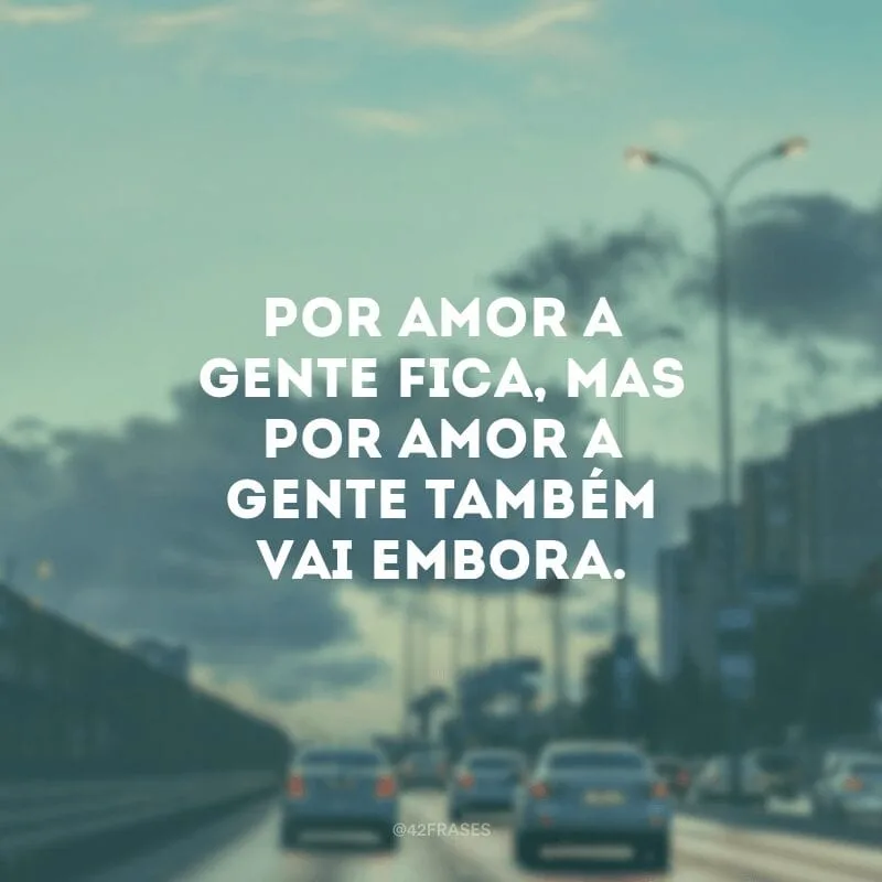 Por amor a gente fica, mas por amor a gente também vai embora.