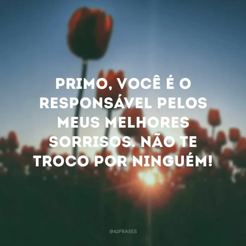 Primo, você é o responsável pelos meus melhores sorrisos. Não te troco por ninguém!