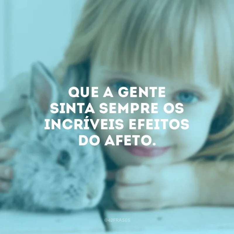 Que a gente sinta sempre os incríveis efeitos do afeto.