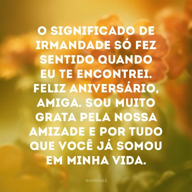 O significado de irmandade só fez sentido quando eu te encontrei. Feliz aniversário, amiga. Sou muito grata pela nossa amizade e por tudo que você já somou em minha vida.