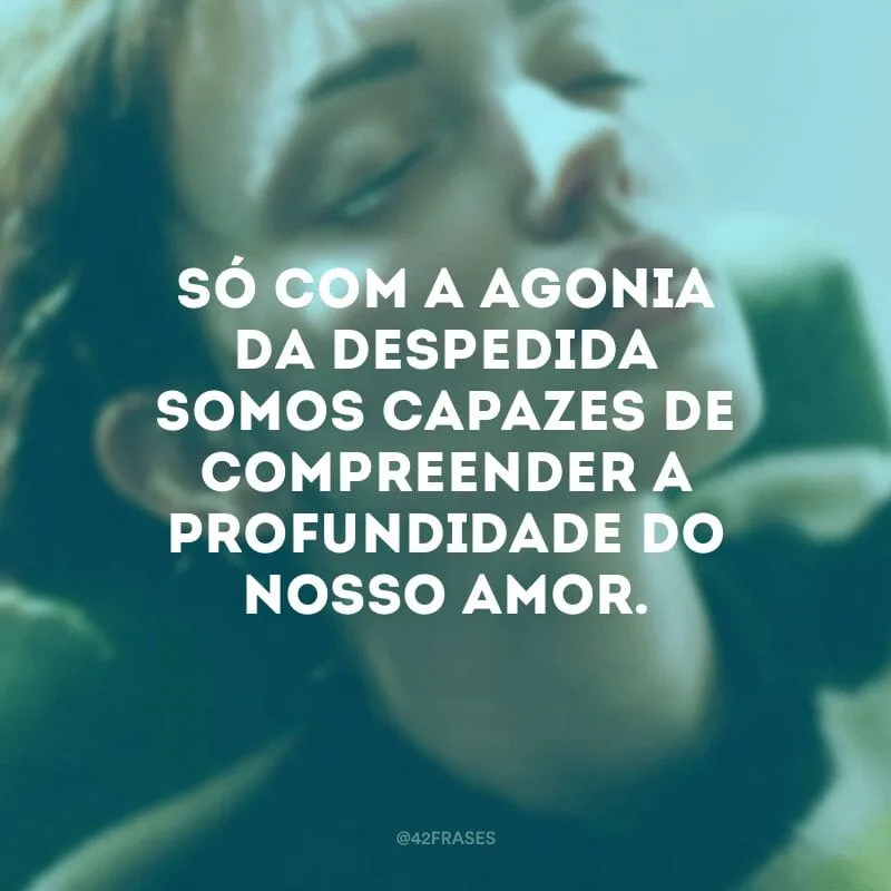 Só com a agonia da despedida somos capazes de compreender a profundidade do nosso amor.
