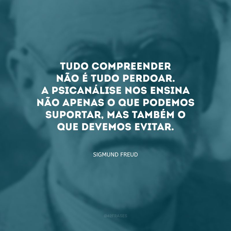 Tudo compreender não é tudo perdoar. A psicanálise nos ensina não apenas o que podemos suportar, mas também o que devemos evitar.