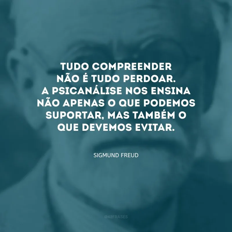 Tudo compreender não é tudo perdoar. A psicanálise nos ensina não apenas o que podemos suportar, mas também o que devemos evitar.