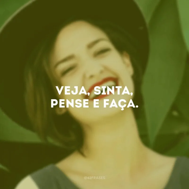 Veja, sinta, pense e faça.