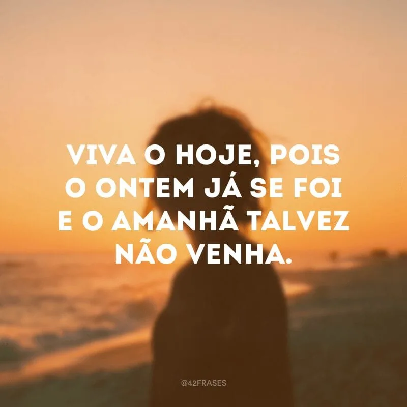 Viva o hoje, pois o ontem já se foi e o amanhã talvez não venha.