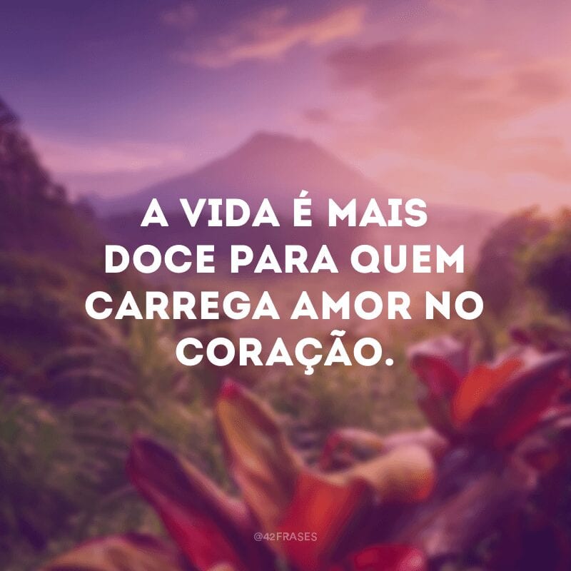 A vida é mais doce para quem carrega amor no coração.
