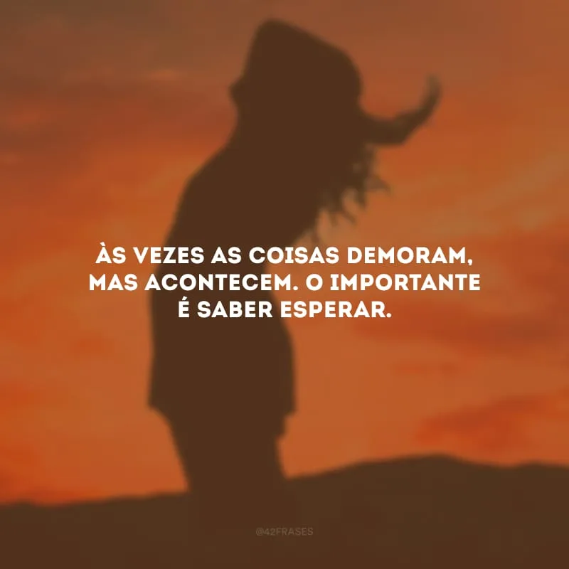 Às vezes as coisas demoram, mas acontecem. O importante é saber esperar.