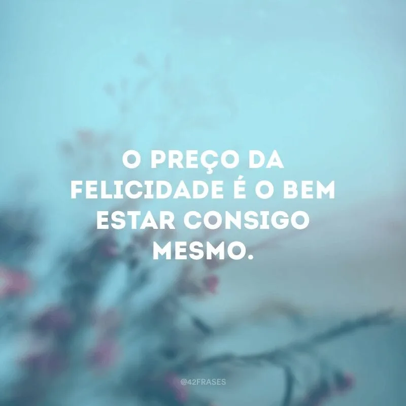O preço da felicidade é o bem-estar consigo mesmo.