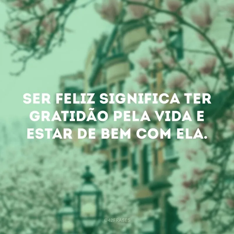 Ser feliz significa ter gratidão pela vida e estar de bem com ela.