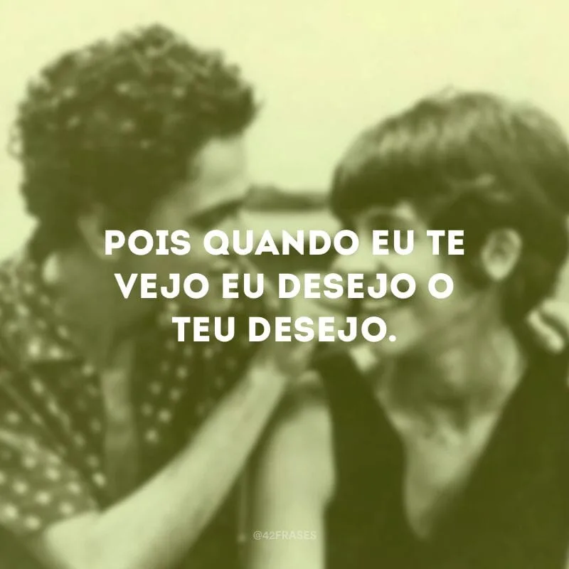 Pois quando eu te vejo eu desejo o teu desejo.