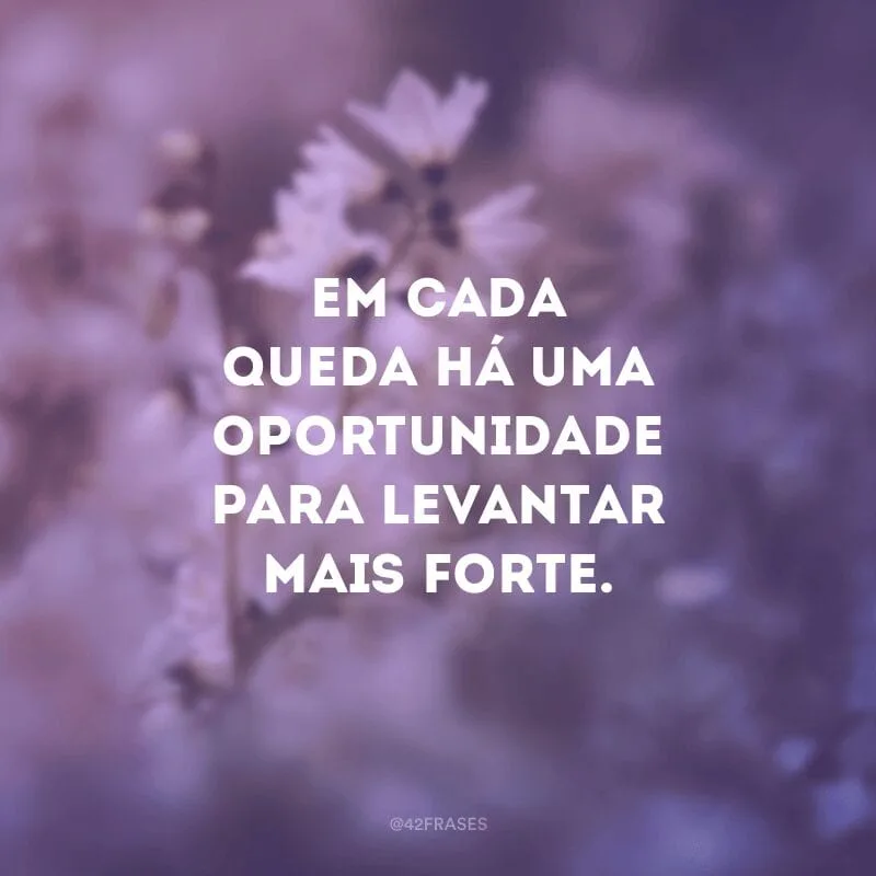 Em cada queda há uma oportunidade para levantar mais forte.