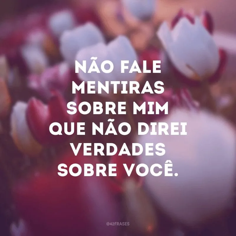 Não fale mentiras sobre mim que não direi verdades sobre você.