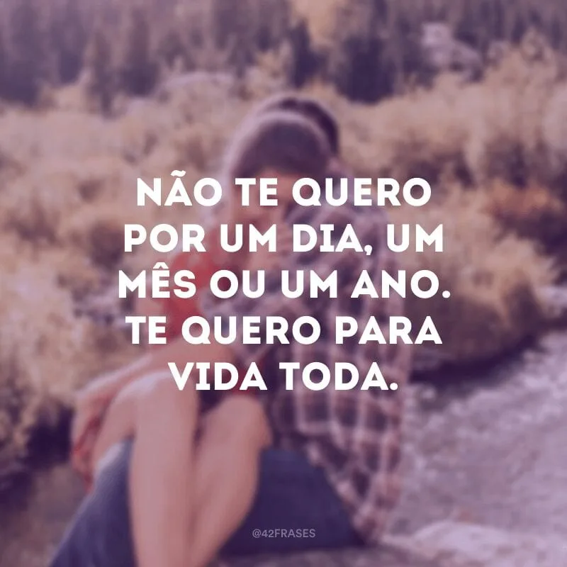 Não te quero por um dia, um mês ou um ano. Te quero para vida toda.