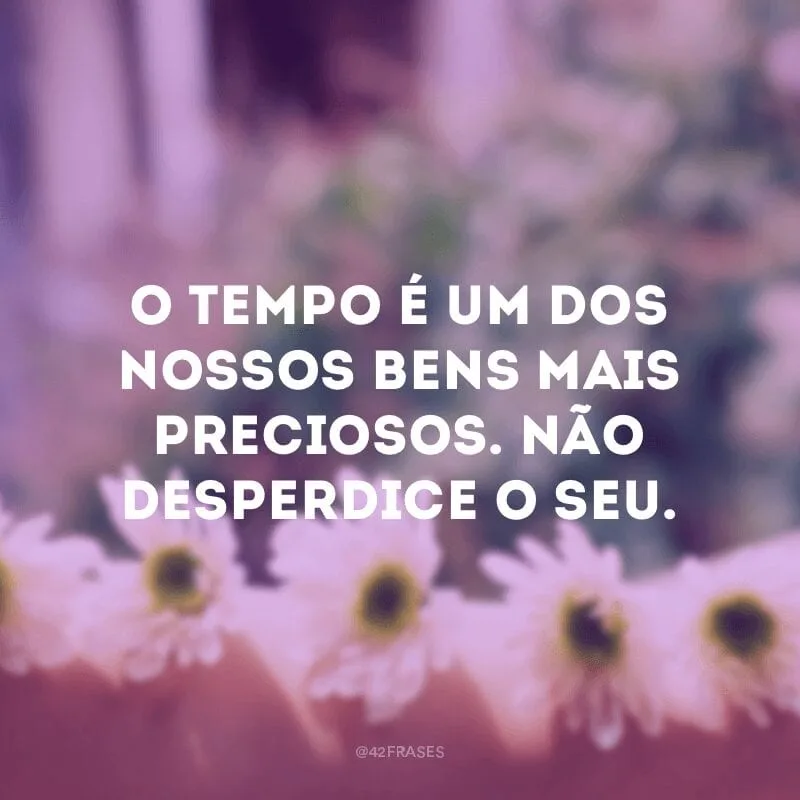 O tempo é um dos nossos bens mais preciosos. Não desperdice o seu.