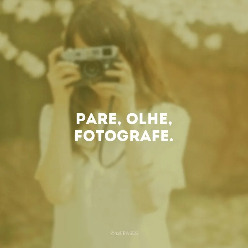 Pare, olhe, fotografe.
