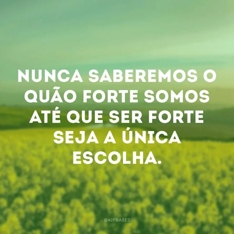 Nunca saberemos o quão forte somos até que ser forte seja a única escolha.