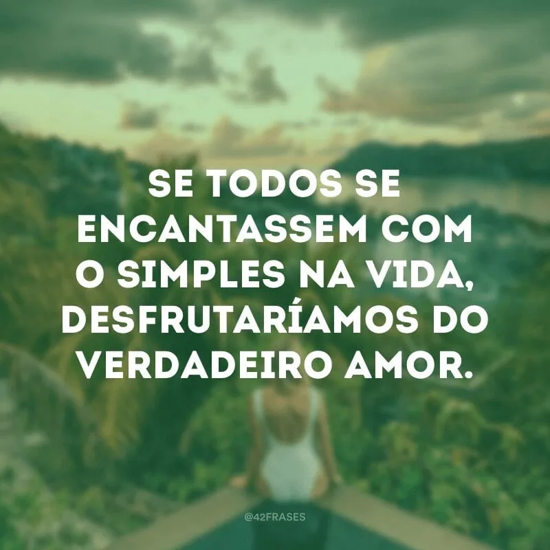 Se todos se encantassem com o simples na vida, desfrutaríamos do verdadeiro amor.