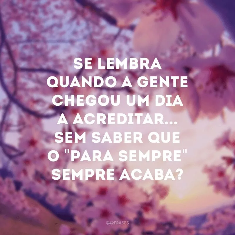 Se lembra quando a gente chegou um dia a acreditar... sem saber que o \"para sempre\" sempre acaba?