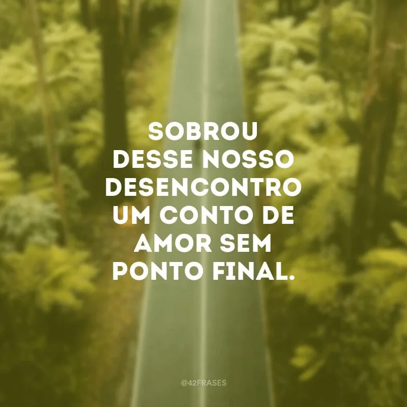 Sobrou desse nosso desencontro um conto de amor sem ponto final.