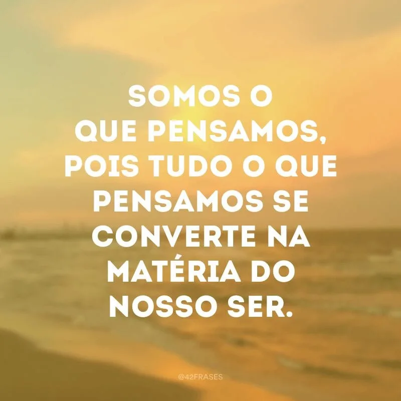 Somos o que pensamos, pois tudo o que pensamos se converte na matéria do nosso ser.