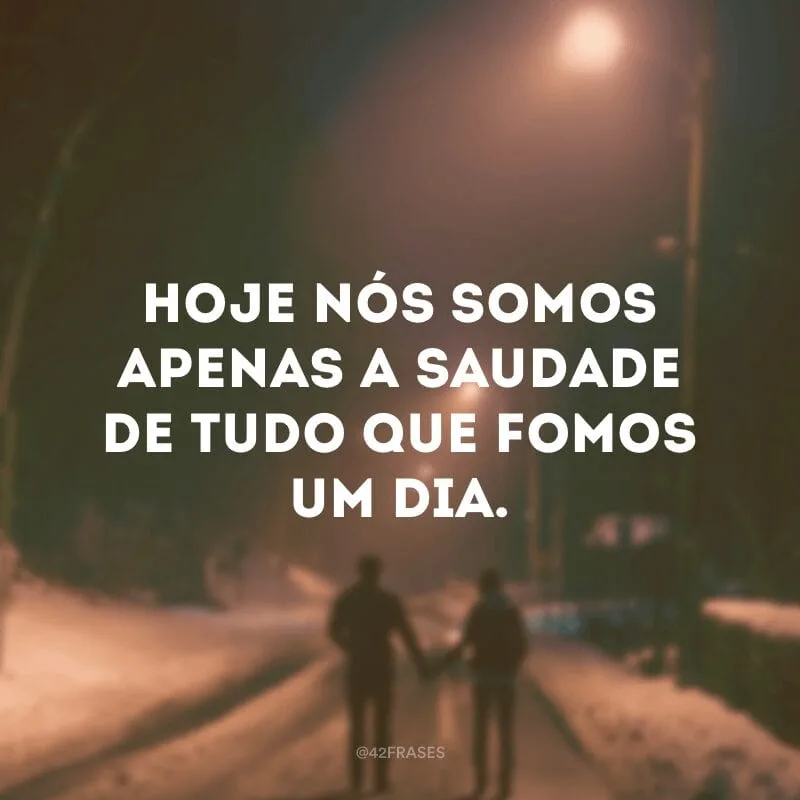 Hoje nós somos apenas a saudade de tudo que fomos um dia.