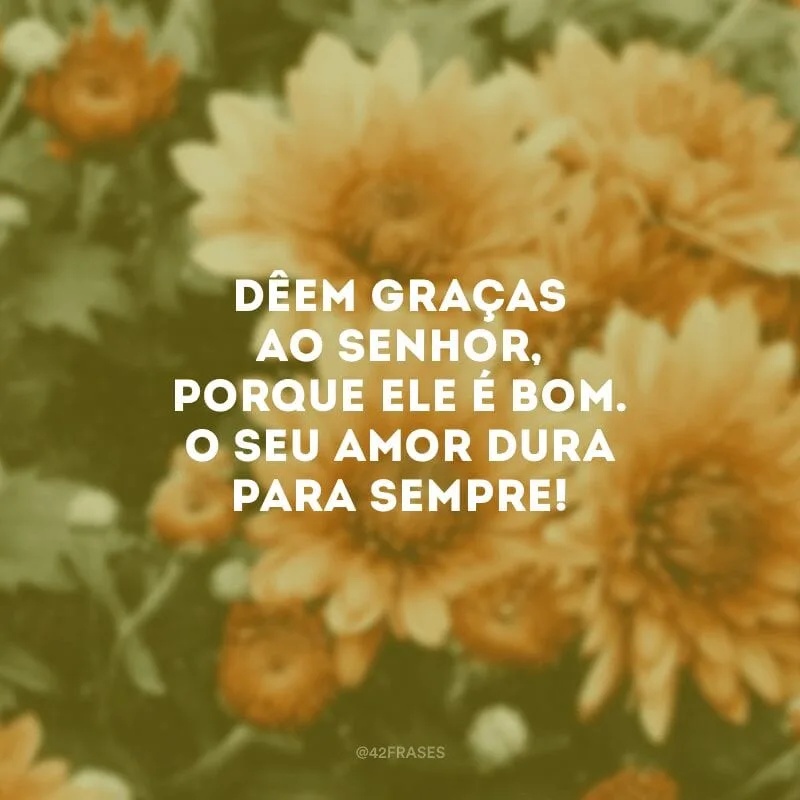 Dêem graças ao Senhor, porque ele é bom. O seu amor dura para sempre!  
