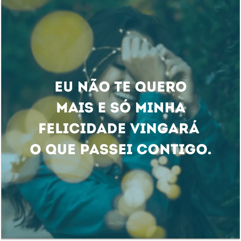 Eu não te quero mais e só minha felicidade vingará o que passei contigo.